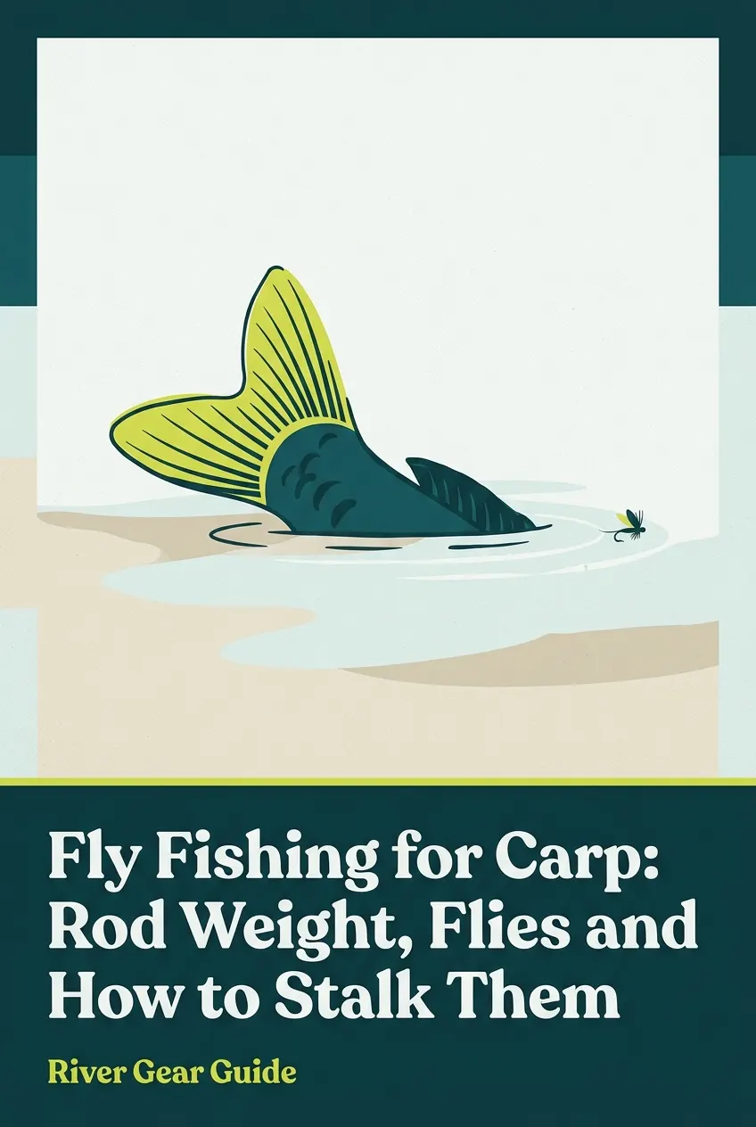 Pinterest pin: fly fishing for carp on a shallow flat