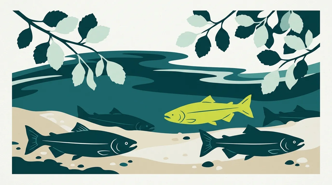 Pacific salmon holding in a clear gravel river run